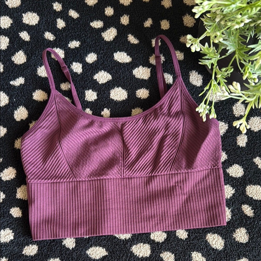 Women's PINK Ribbed Purple Bralette